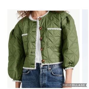 TANKANEO PUFF QUILTED ARMY GREEN CROPPED JACKET